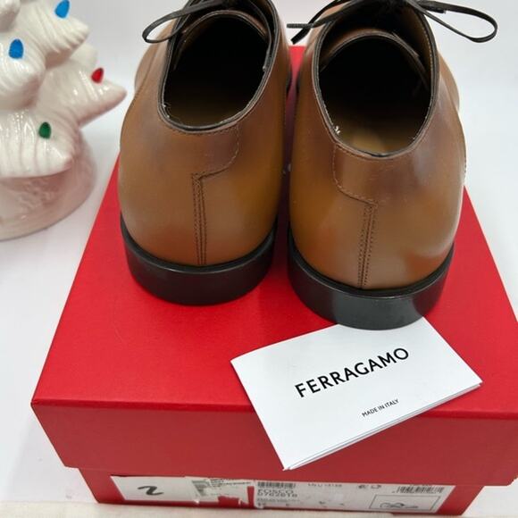 Man Salvatore, Ferragamo plain toe Derby shoes calf Leather size 12 made Italy - Picture 8 of 16